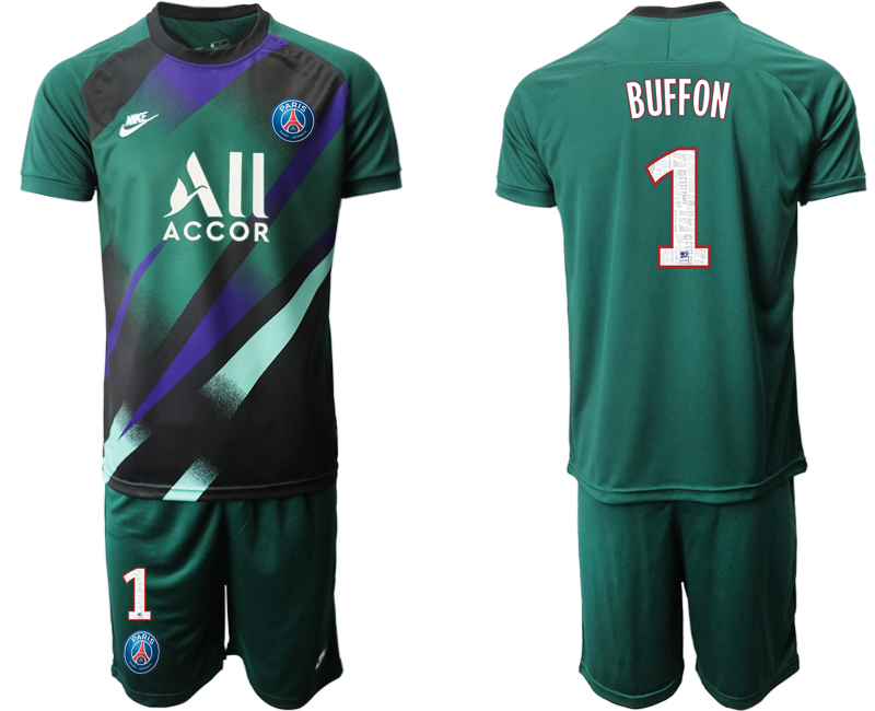 Men 2020-2021 club Paris St German Dark green goalkeeper #1 Soccer Jerseys1